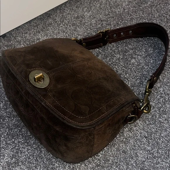 RARE Brown Suede Coach 65th Anniversary Legacy Shoulder Bag - Picture 2 of 11